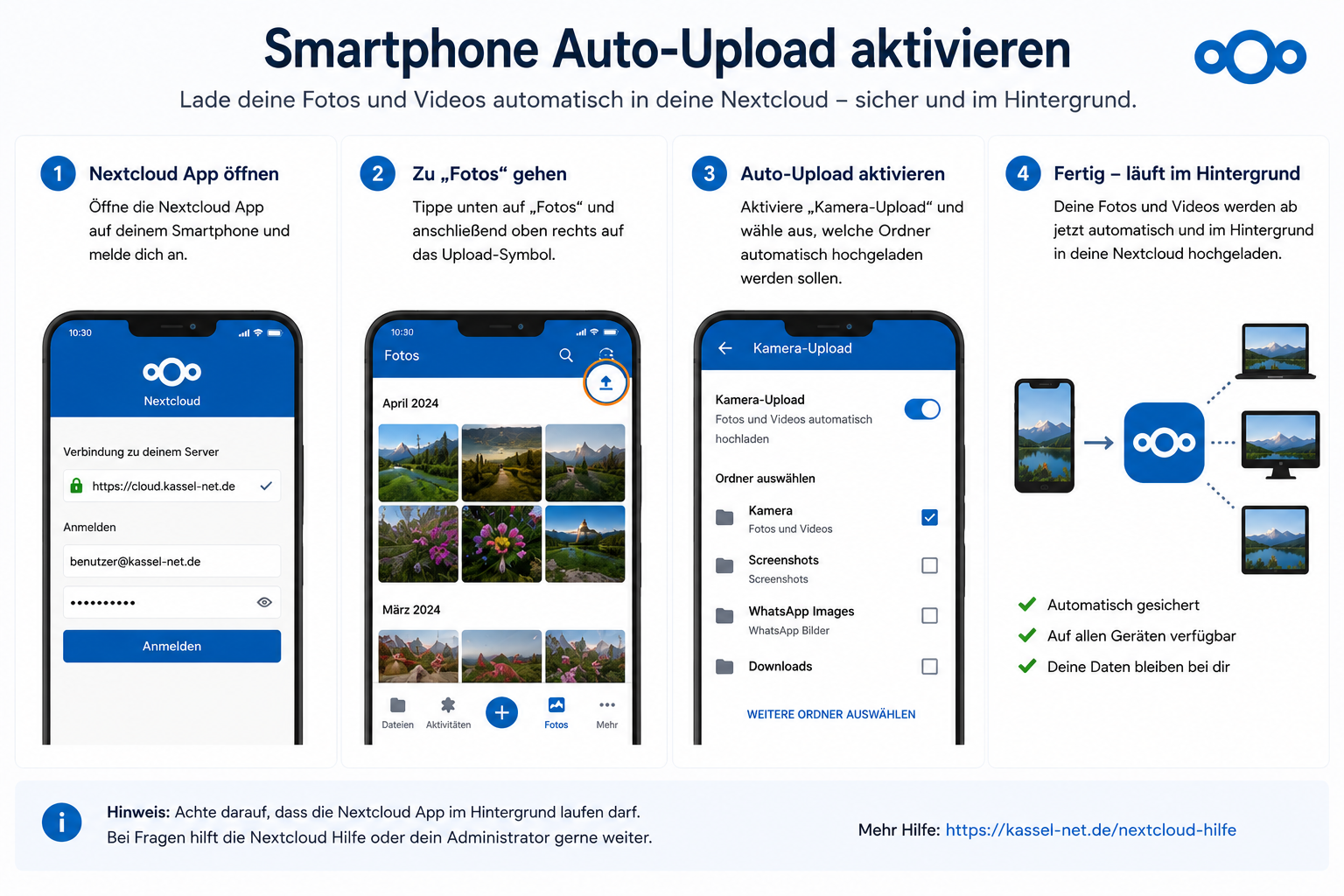 Smartphone Auto-Upload in Nextcloud aktivieren